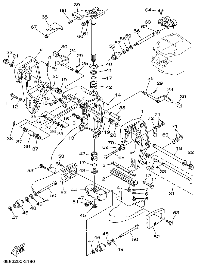 Yamaha 75A, 85A BRACKET 5 parts diagram