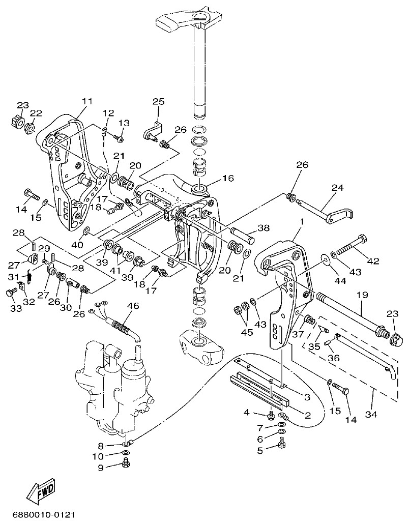Yamaha 75AET, 85AET BRACKET 1 parts diagram