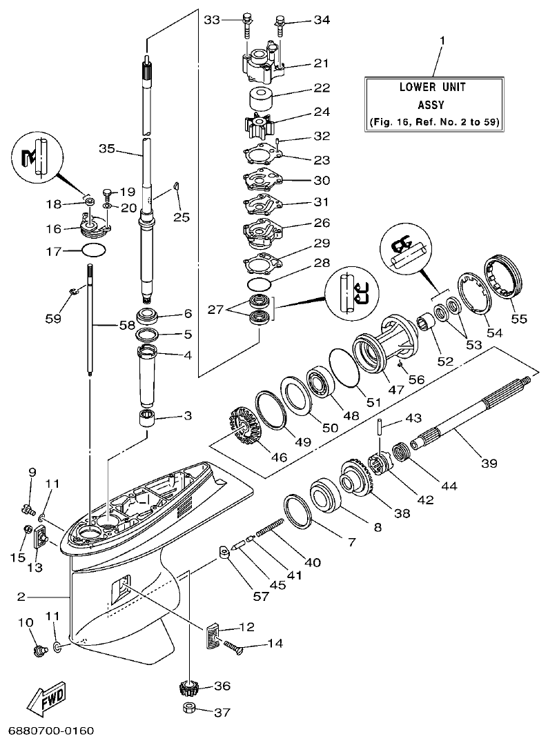 Yamaha 75AET, 85AET LOWER CASING & DRIVE 1 parts diagram