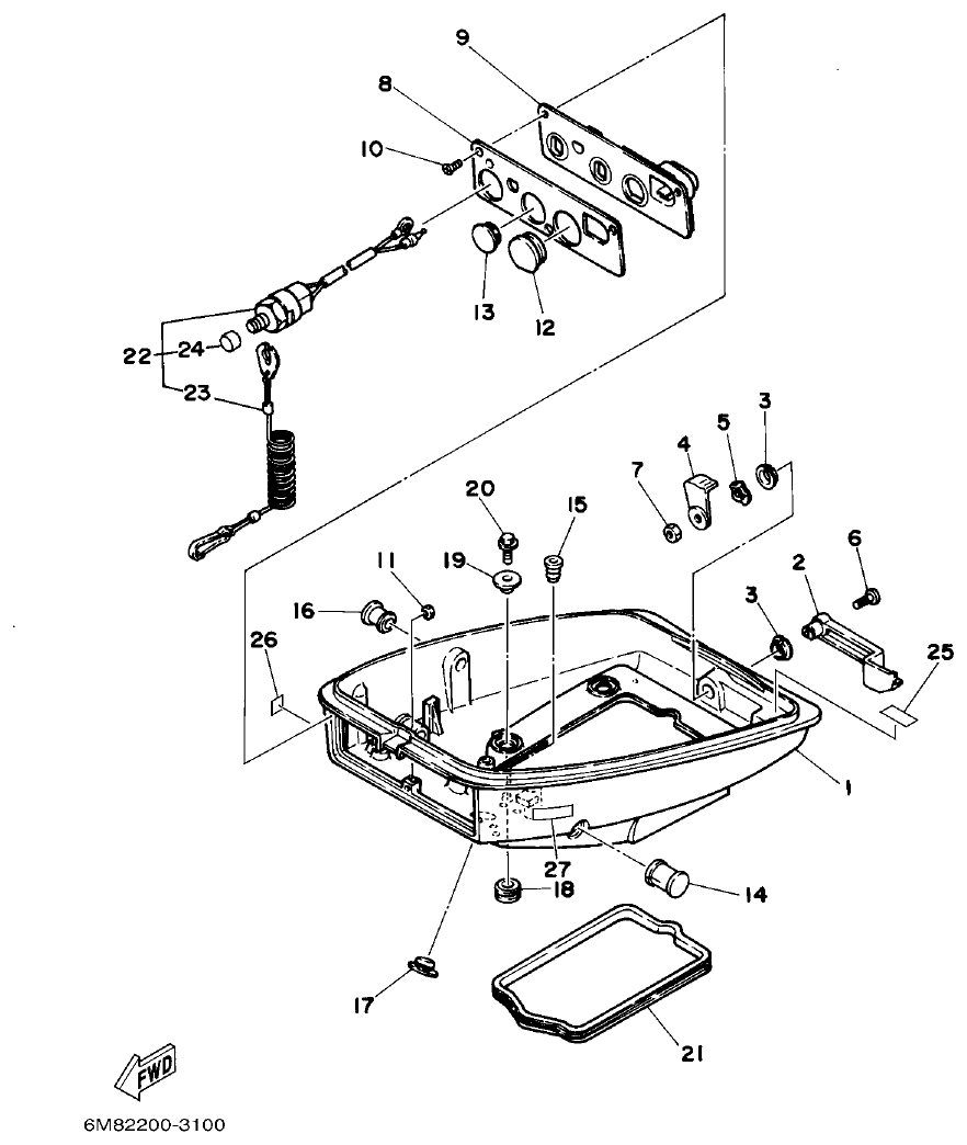 Yamaha 6CMH, 8CMH BOTTOM COWLING parts diagram