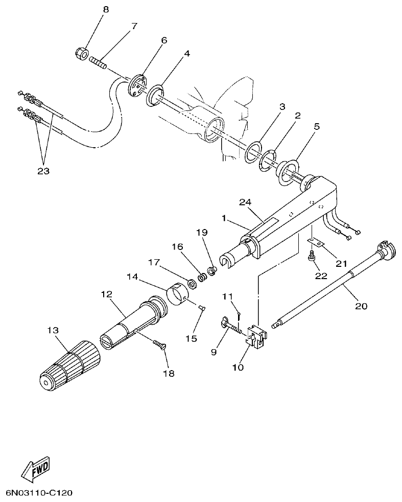 Yamaha 6CMH, 8CMH STEERING parts diagram