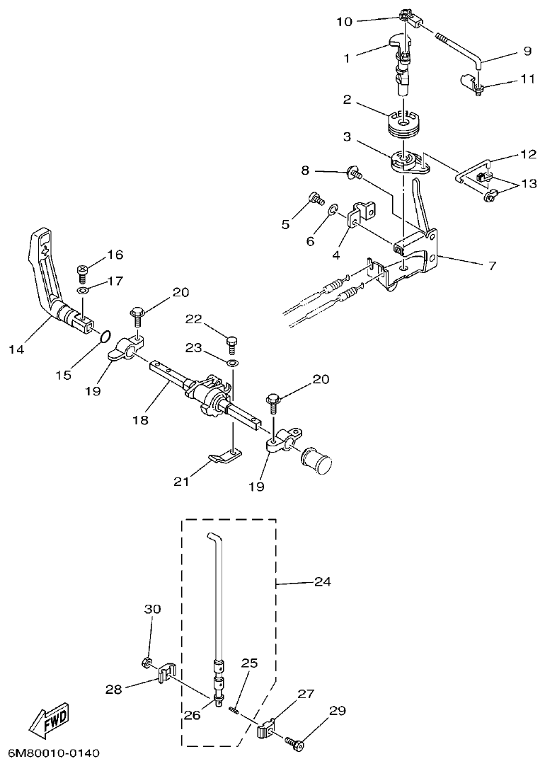 Yamaha 6CMH, 8CMH CONTROL parts diagram
