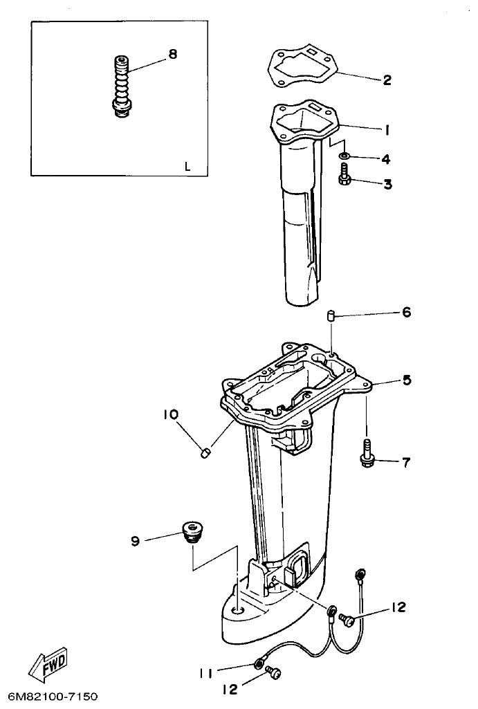 Yamaha 6CMH, 8CMH UPPER CASING parts diagram