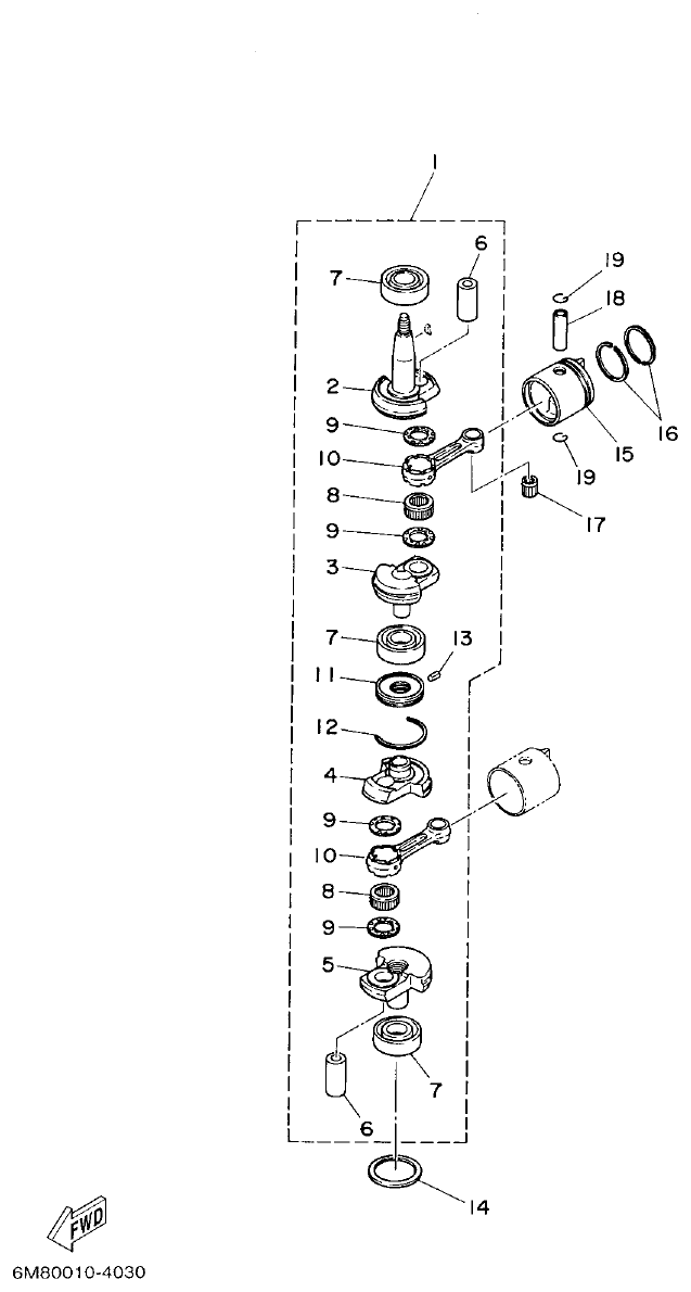 Yamaha 6CMH, 8CMH CRANKSHAFT & PISTON parts diagram