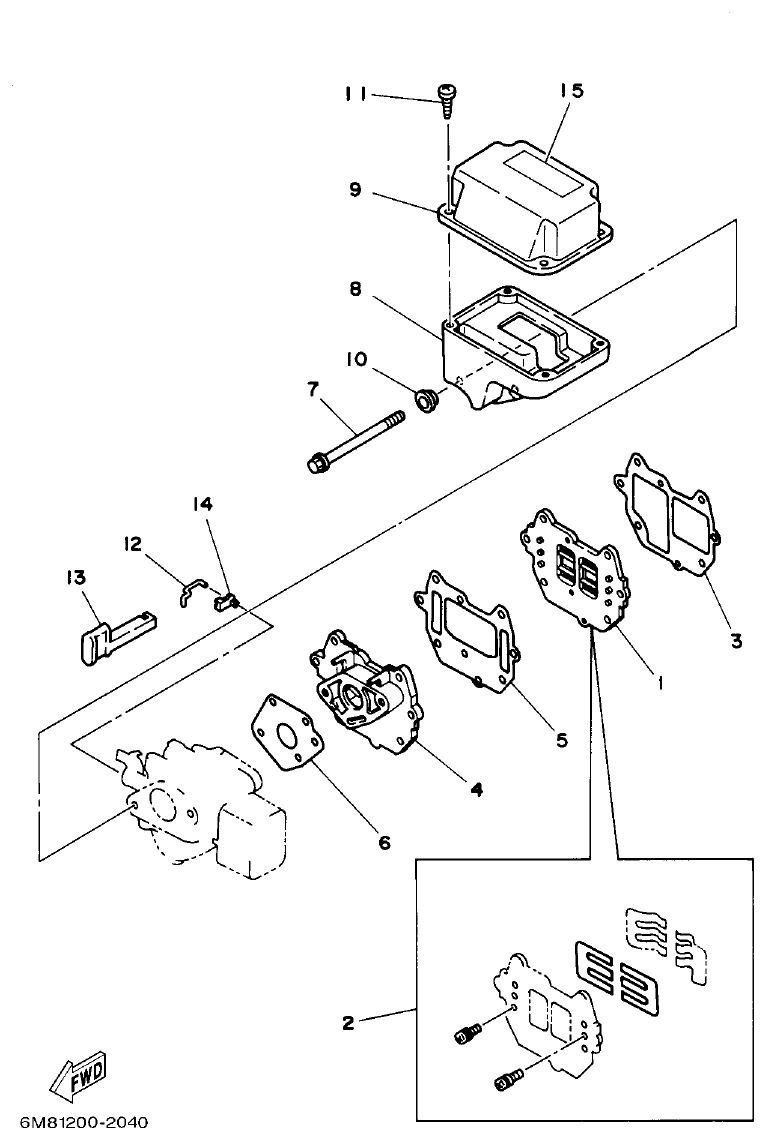 Yamaha 6CMH, 8CMH INTAKE parts diagram