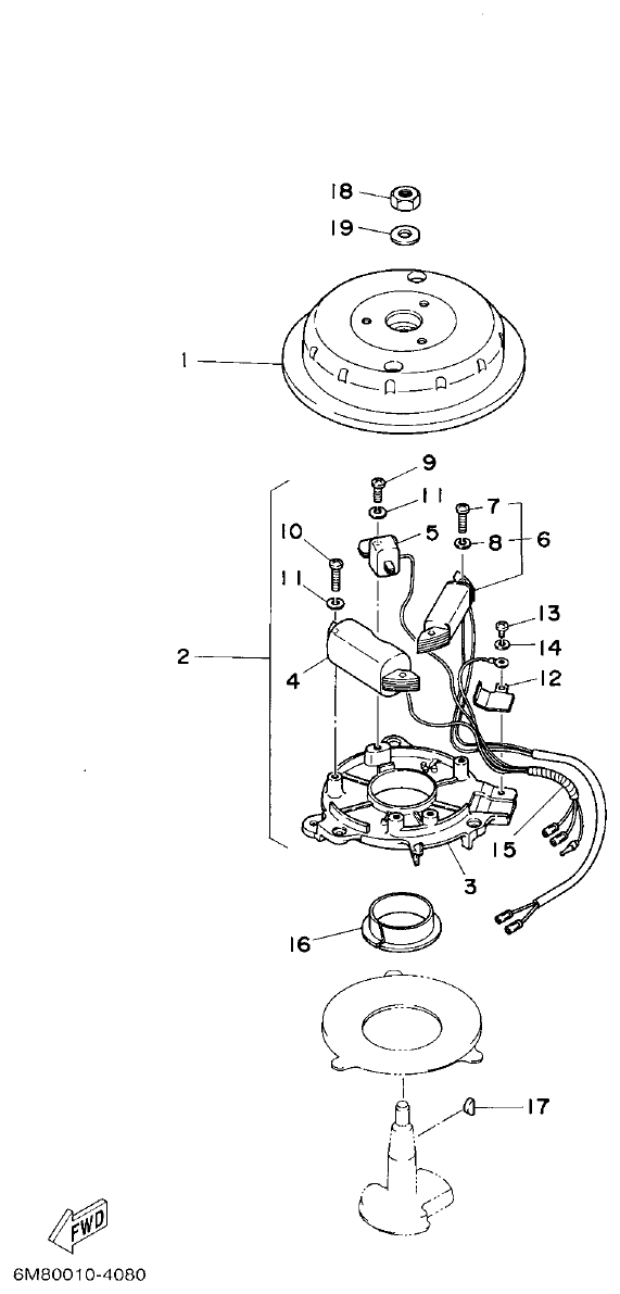 Yamaha 6CMH, 8CMH GENERATOR parts diagram