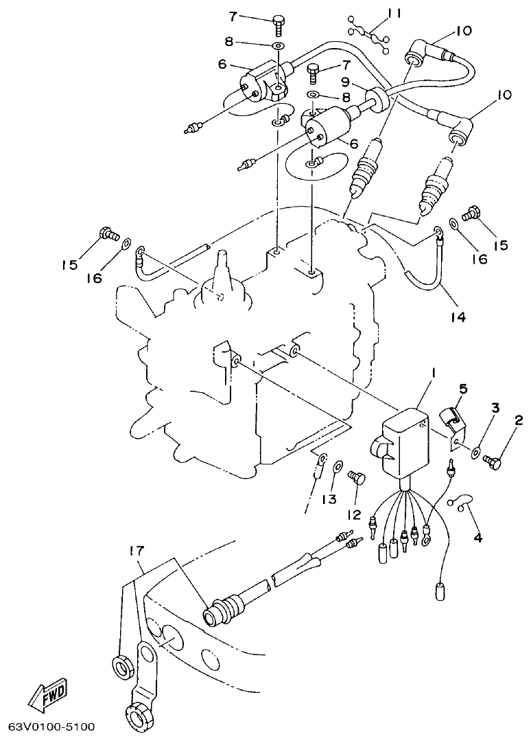 Yamaha 9FMH, 15FMH ELECTRICAL parts diagram