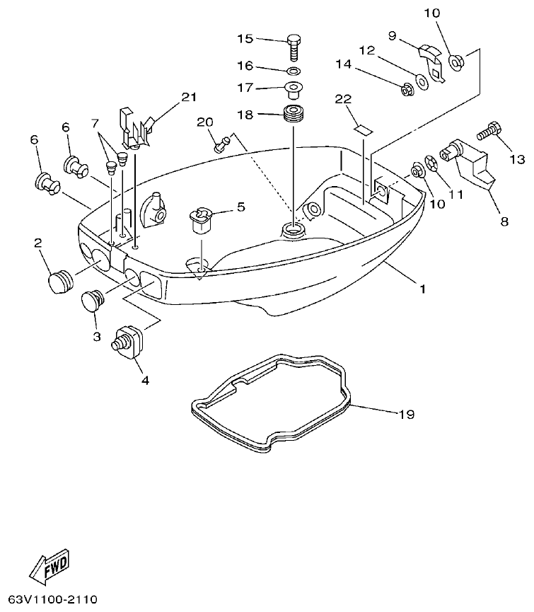 Yamaha 9FMH, 15FMH BOTTOM COWLING parts diagram