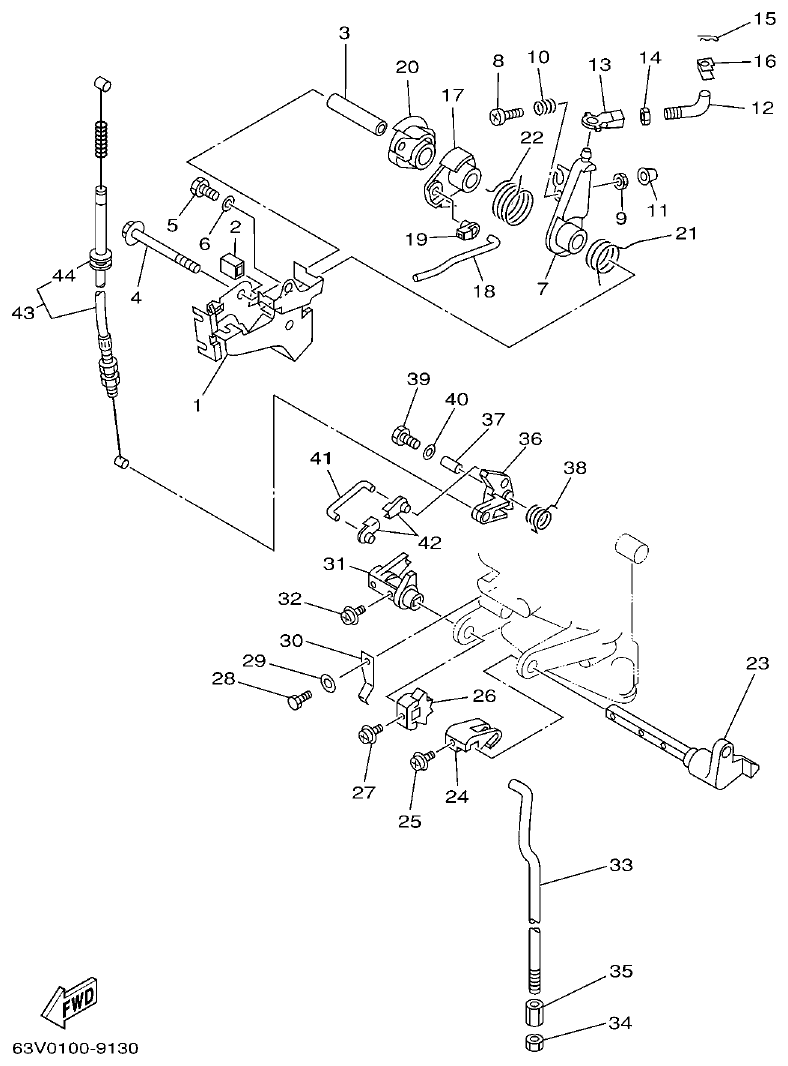 Yamaha 9FMH, 15FMH CONTROL parts diagram