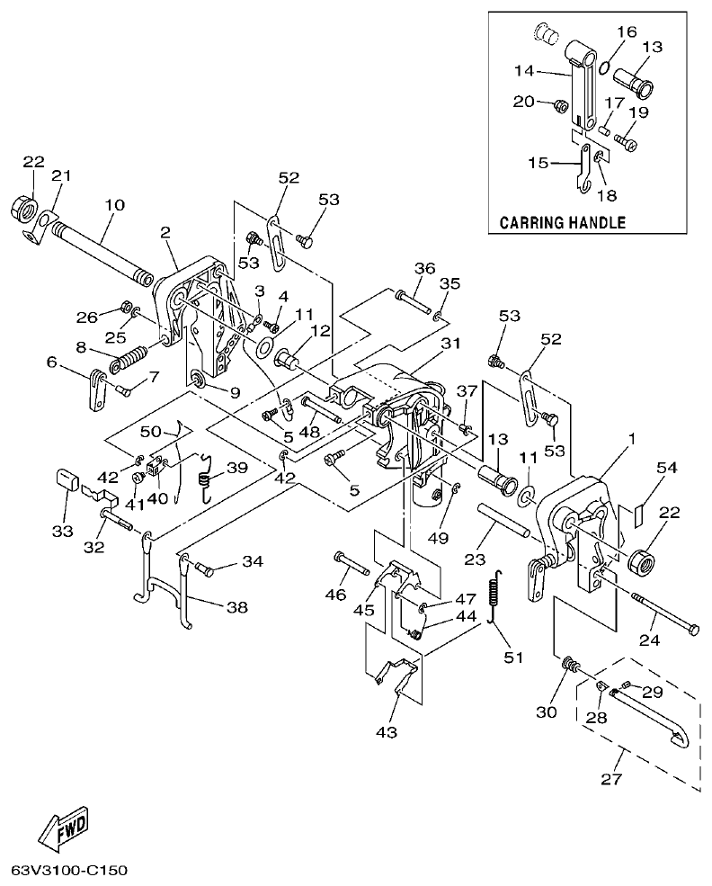 Yamaha 9FMH, 15FMH BRACKET 1 parts diagram