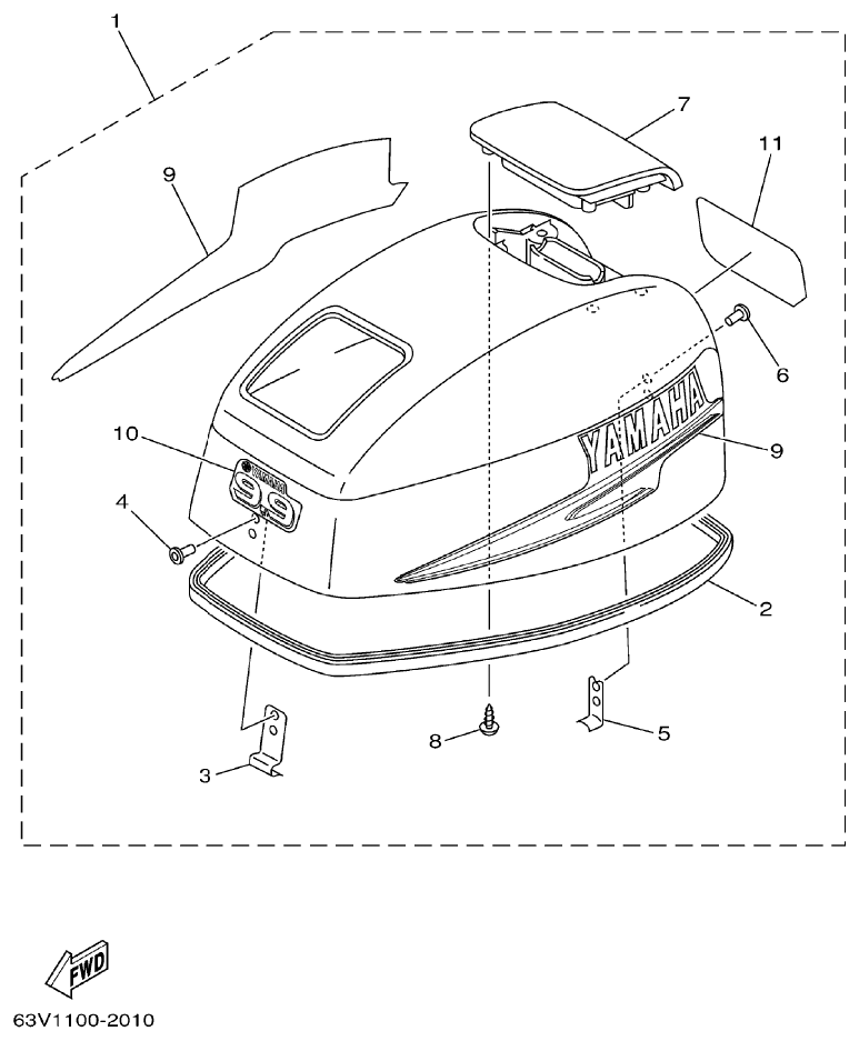 Yamaha 9FMH TOP COWLING parts diagram