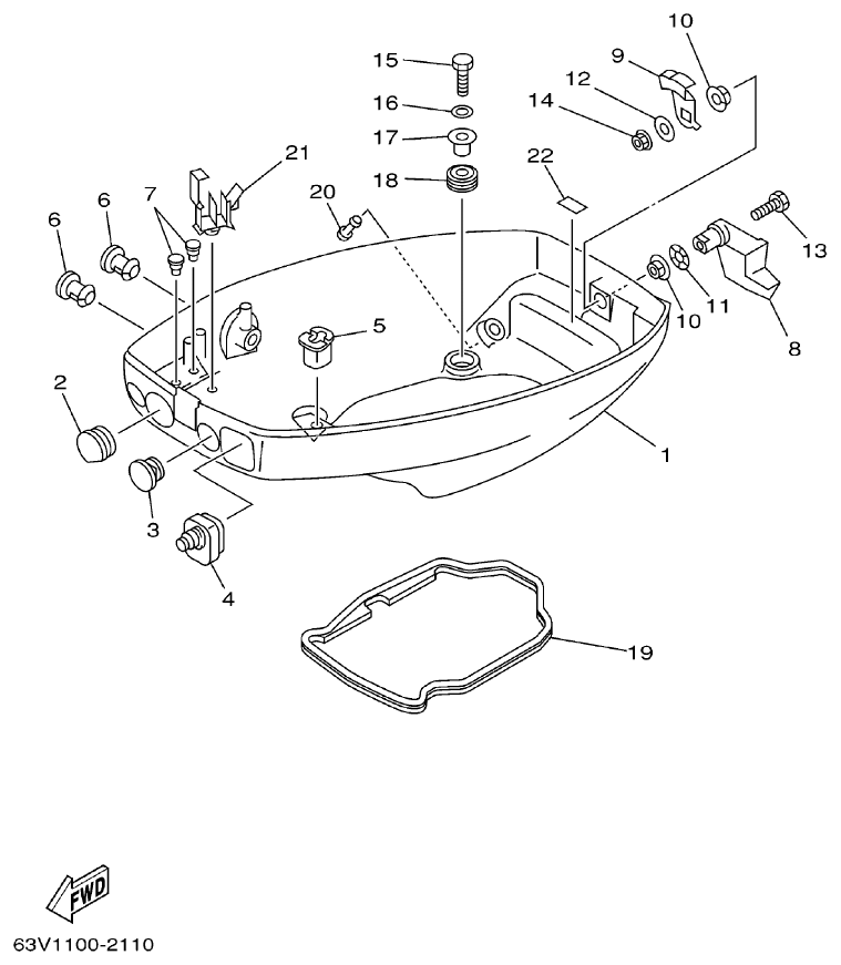 Yamaha 9FMH BOTTOM COWLING parts diagram