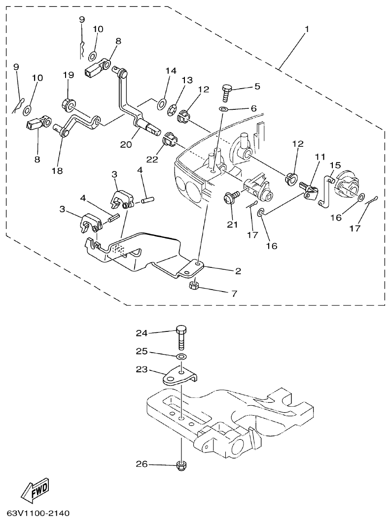 Yamaha 9FMH REMOTE CONTROL ATTACHMENT parts diagram