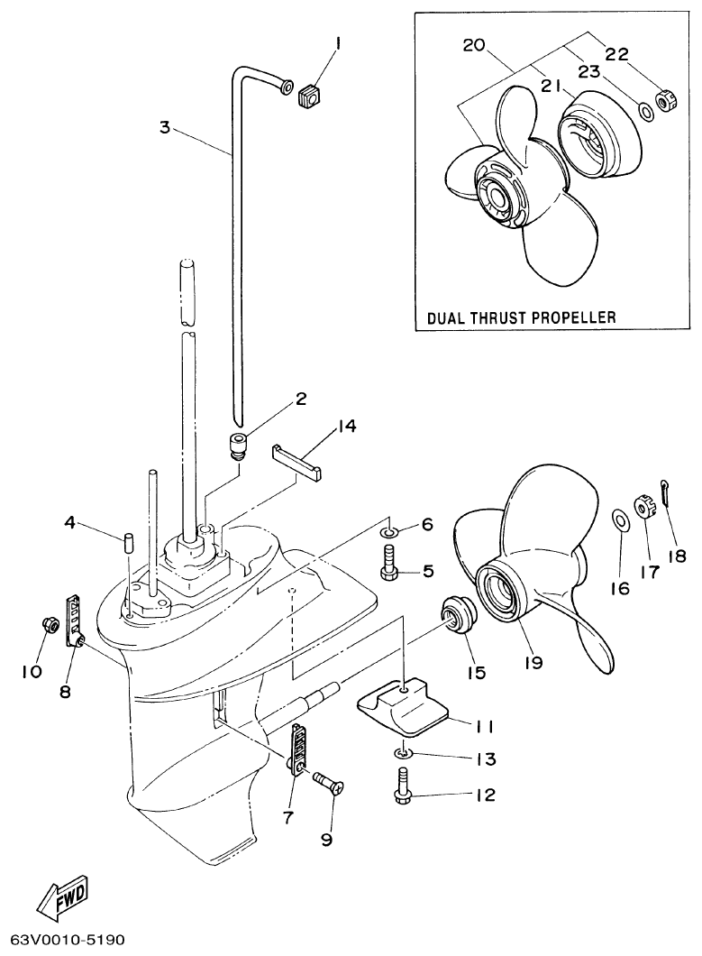 Yamaha 9FMH LOWER CASING. DRIVE 2 parts diagram