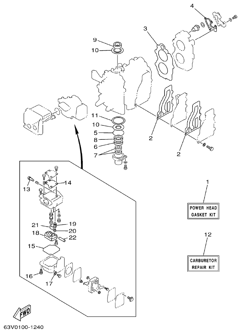 Yamaha 9FMH REPAIR KIT 1 parts diagram