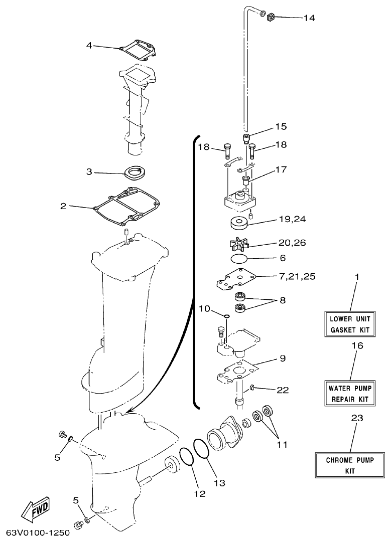 Yamaha 9FMH REPAIR KIT 2 parts diagram