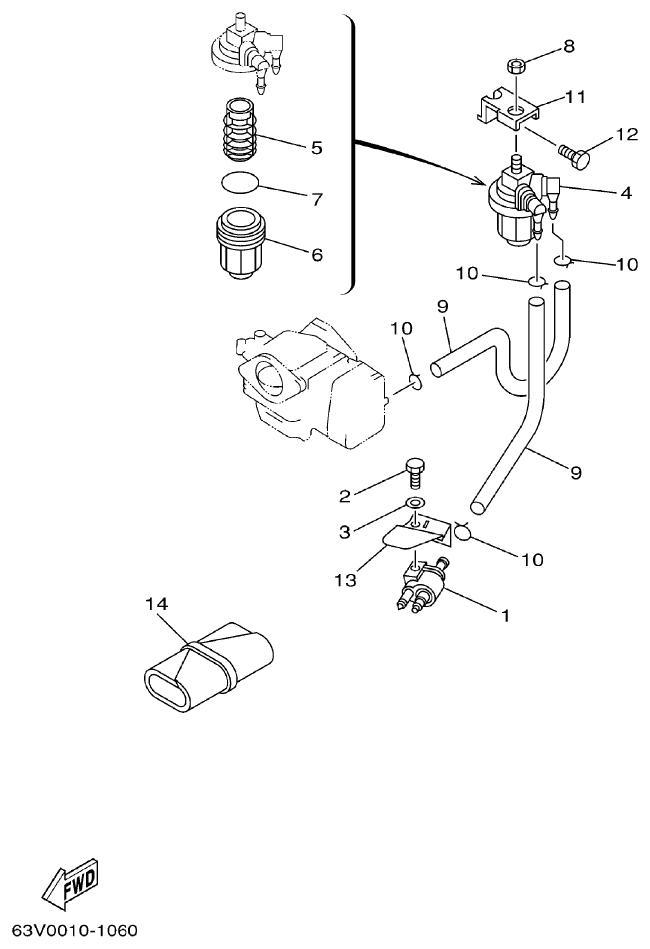Yamaha 9FMH FUEL 1 parts diagram