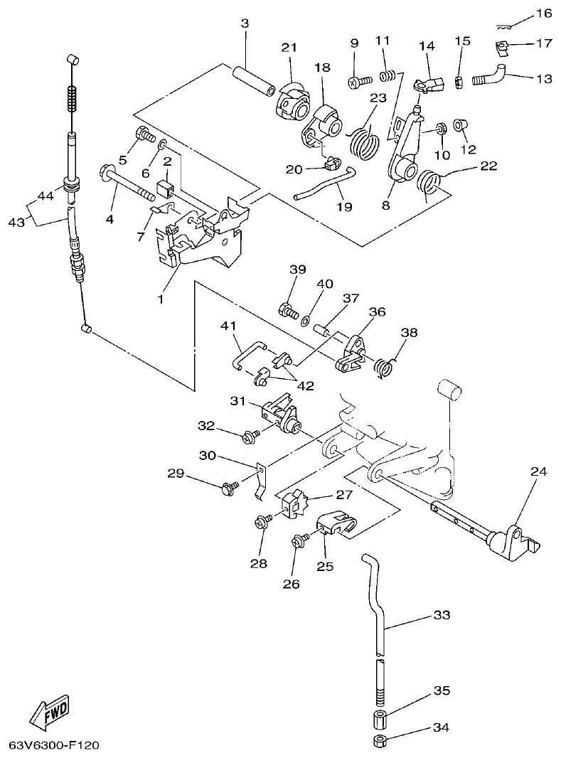 Yamaha 9FMH, 9GMH, 15FMH CONTROL parts diagram