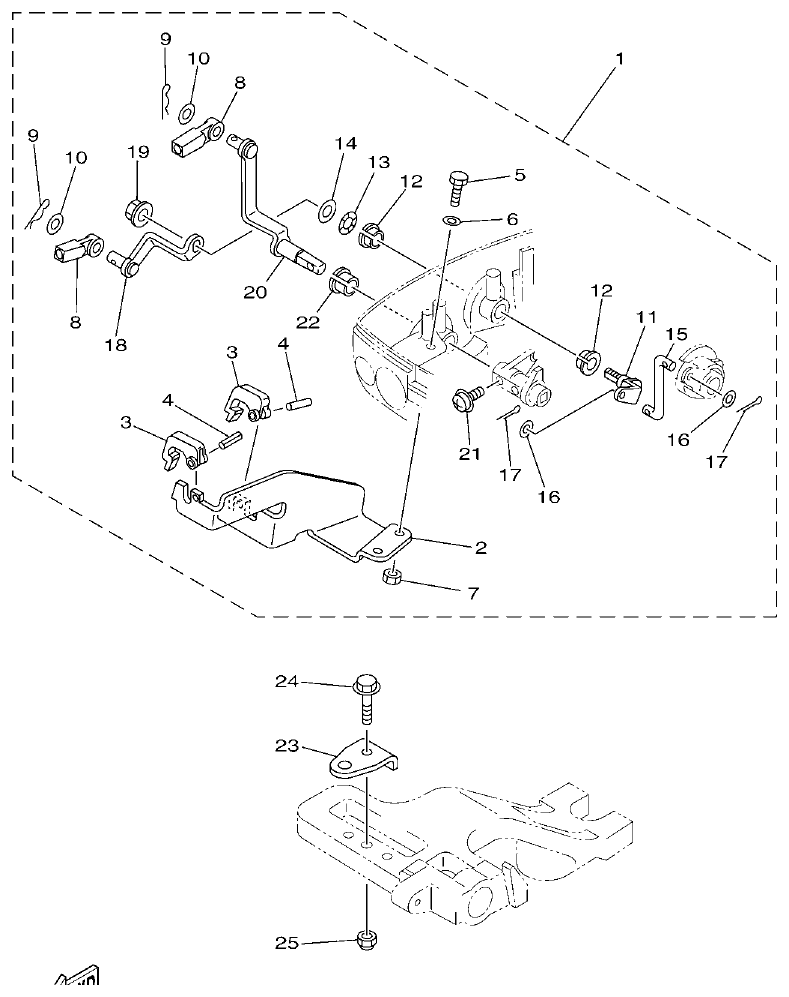Yamaha 9FMH, 9GMH, 15FMH REMO CON ATTACHMENT parts diagram