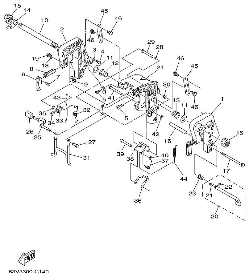 Yamaha 9FMH, 9GMH, 15FMH BRACKET 1 parts diagram