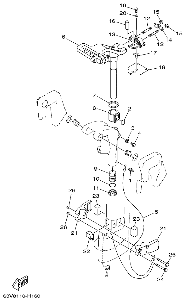 Yamaha 9FMH, 9GMH, 15FMH BRACKET 2 parts diagram