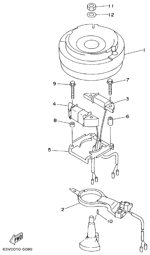 Yamaha 9FMH, 9GMH, 15FMH GENERATOR parts diagram