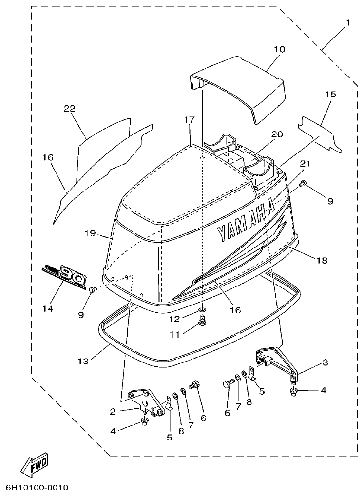 Yamaha A1 TOP COWLING 1 parts diagram