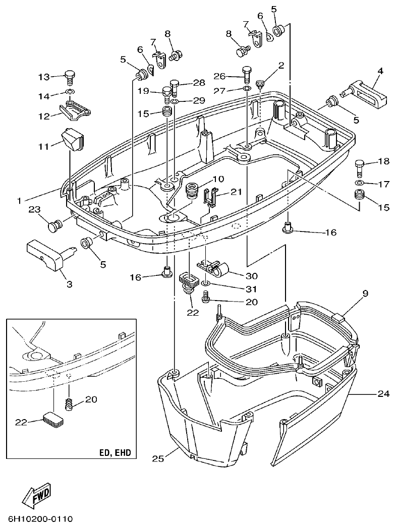 Yamaha A1 BOTTOM COWLING parts diagram
