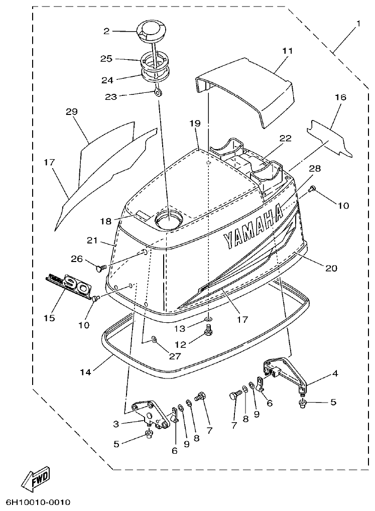 Yamaha A1 TOP COWLING 2 parts diagram