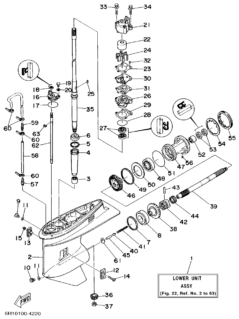 Yamaha A1 LOWER CASING. DRIVE 1 parts diagram