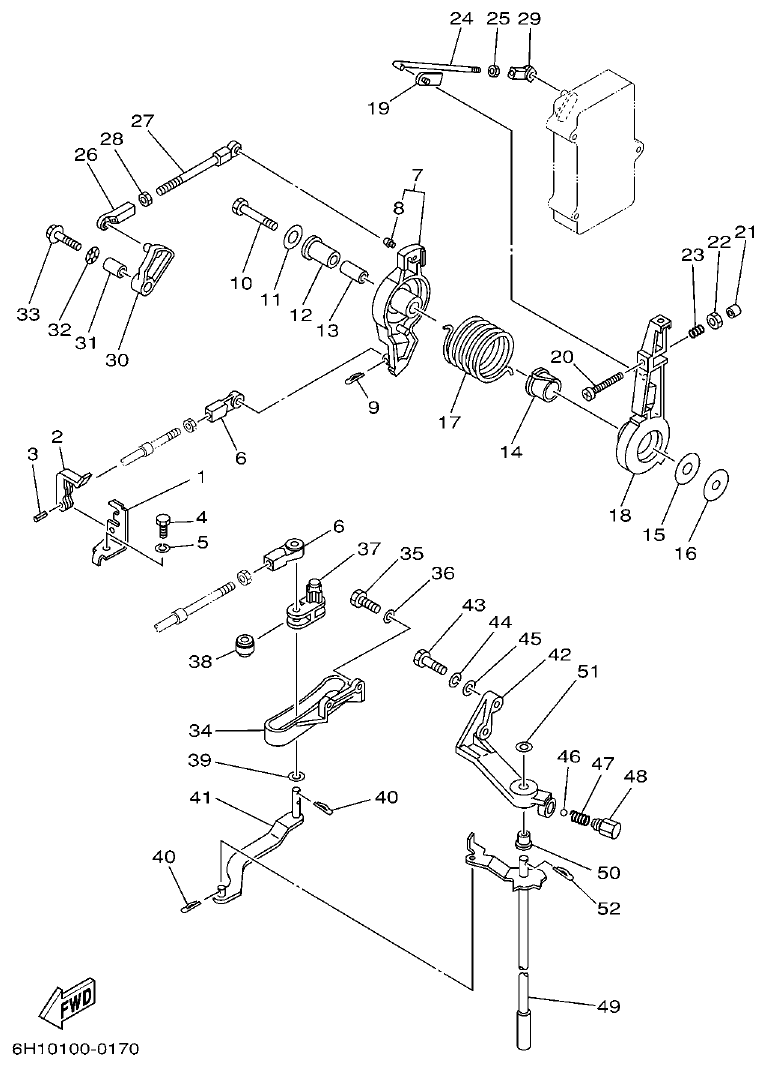 Yamaha 90AETO CONTROL parts diagram