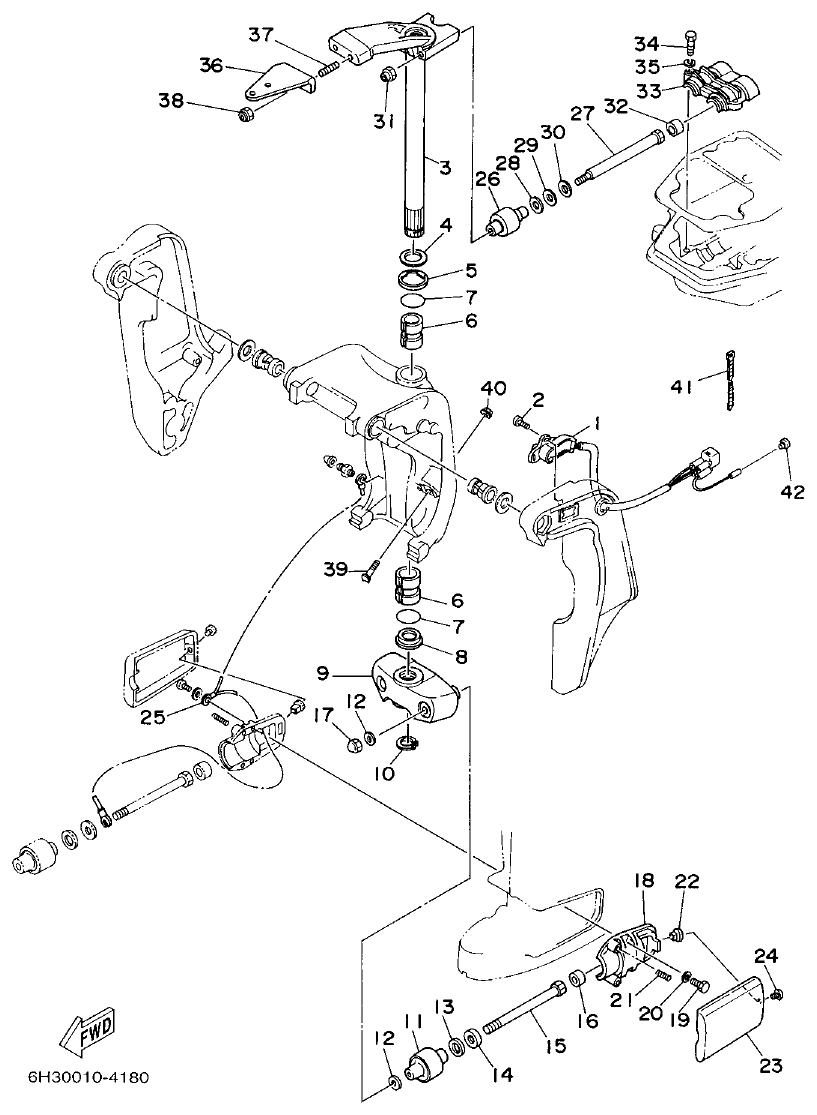Yamaha 90AETO BRACKET 2 parts diagram