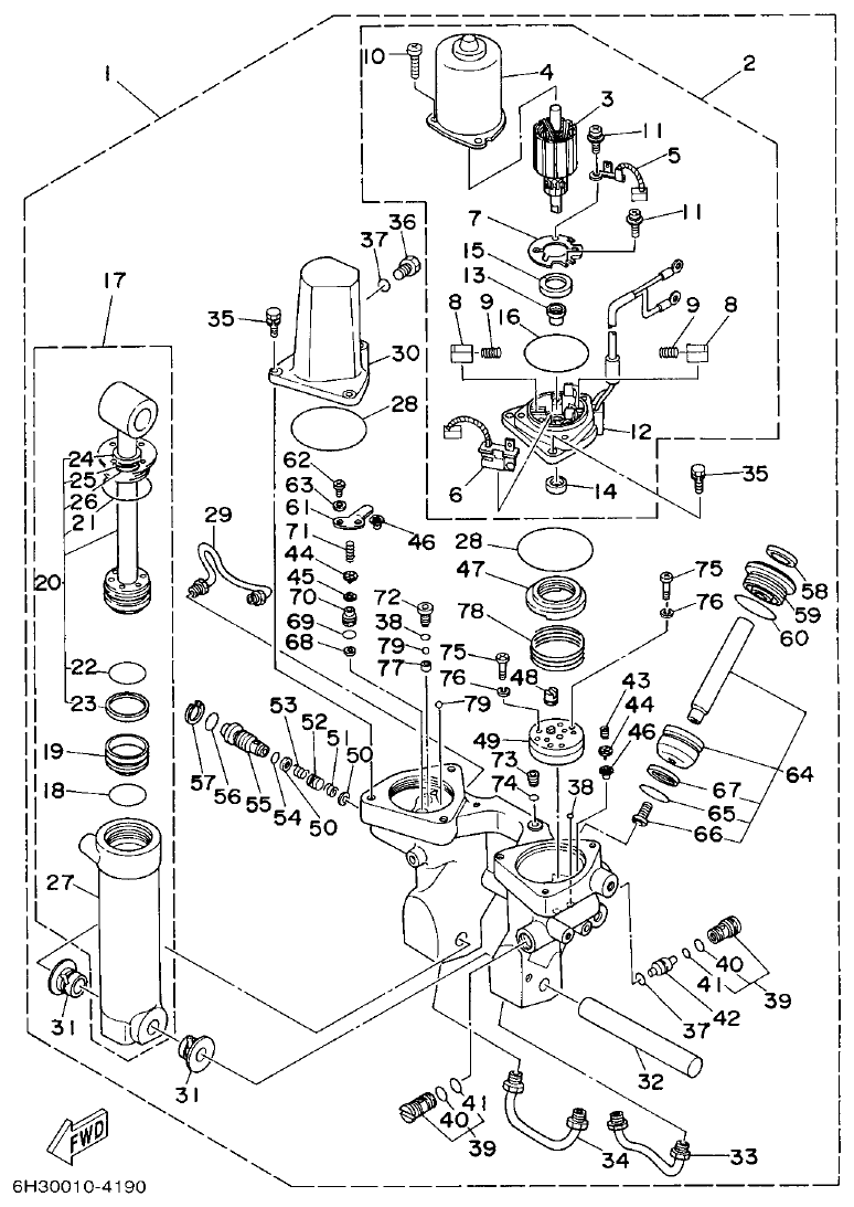 Yamaha 90AETO POWER TRIM & TILT ASSY parts diagram