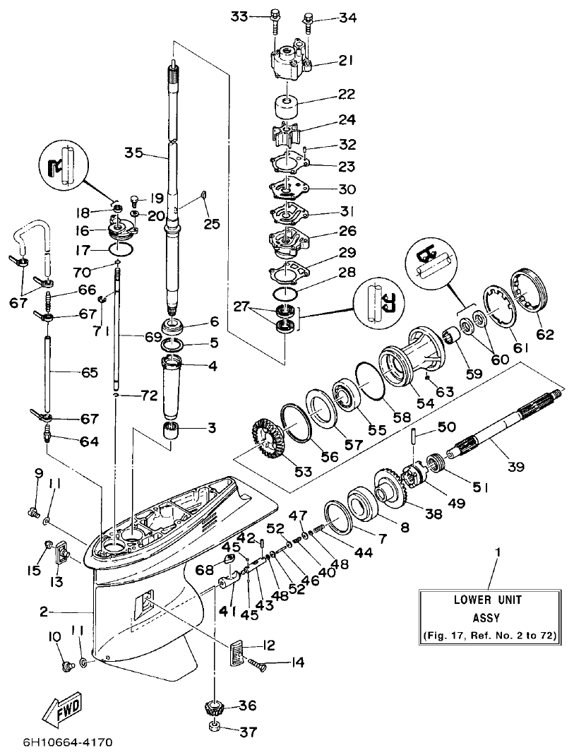 Yamaha 90AETO LOWER CASING & DRIVE 1 parts diagram
