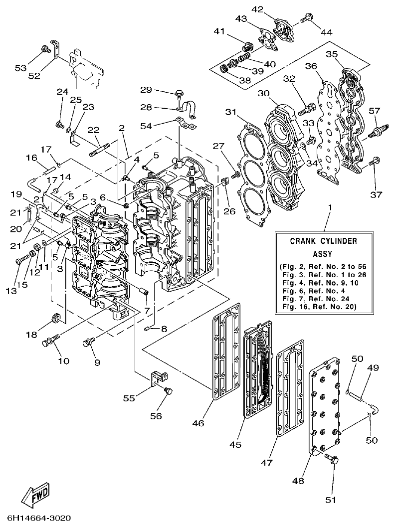 Yamaha 90AETO CYLINDER & CRANKCASE parts diagram