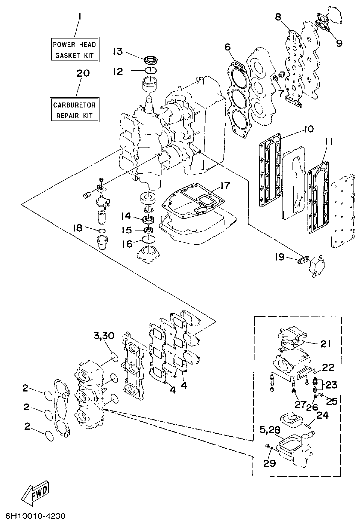 Yamaha 90AETO REPAIR KIT 1 parts diagram
