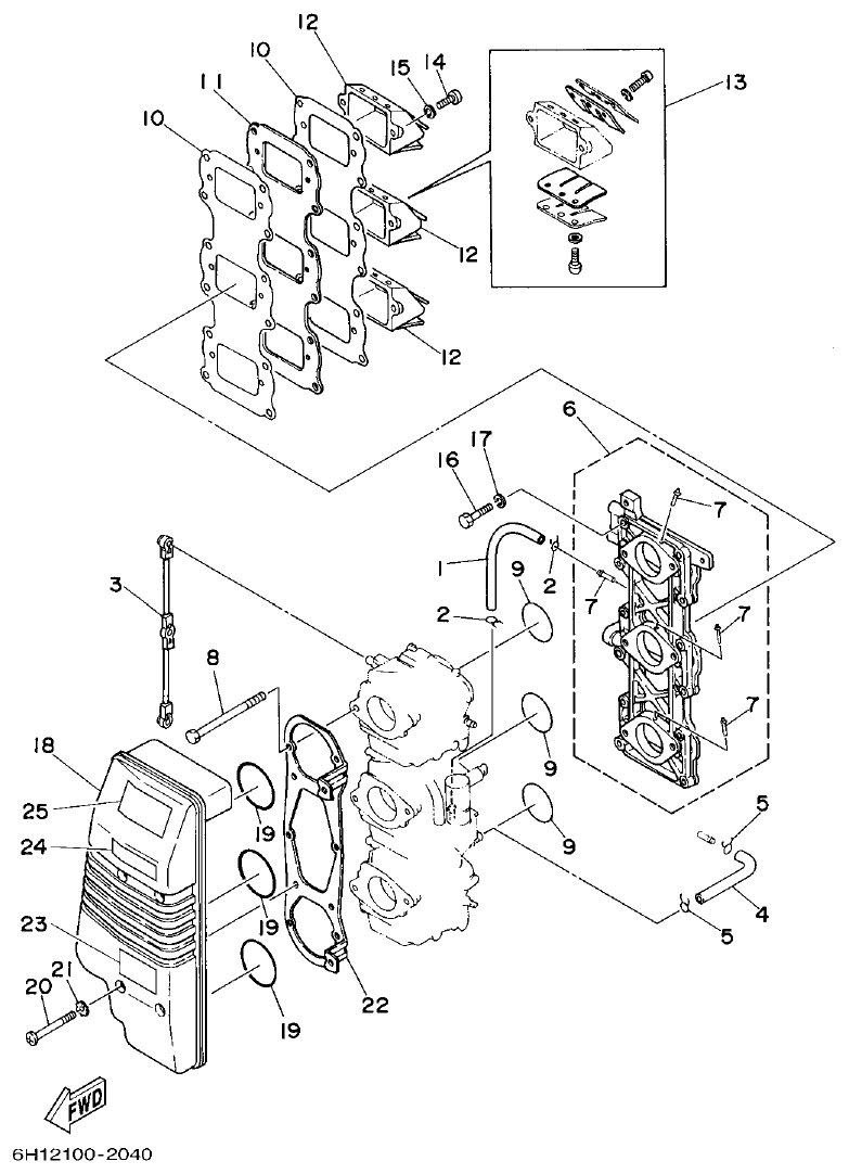 Yamaha 90AETO INTAKE parts diagram