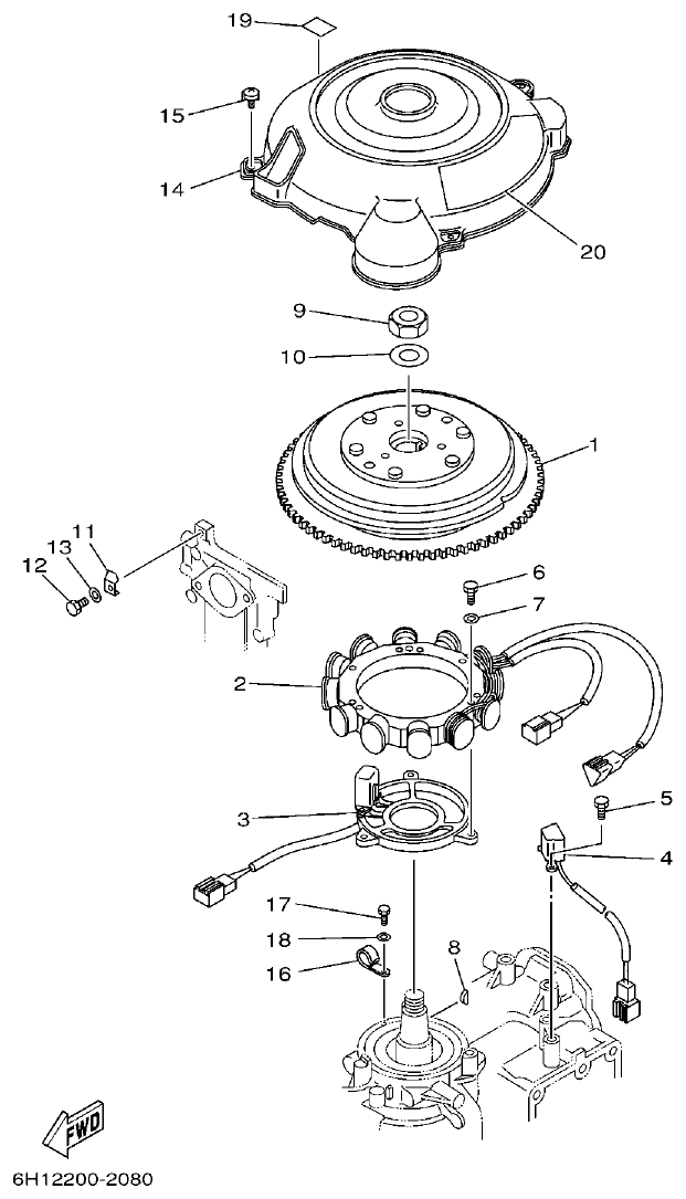 Yamaha 90AETO GENERATOR parts diagram