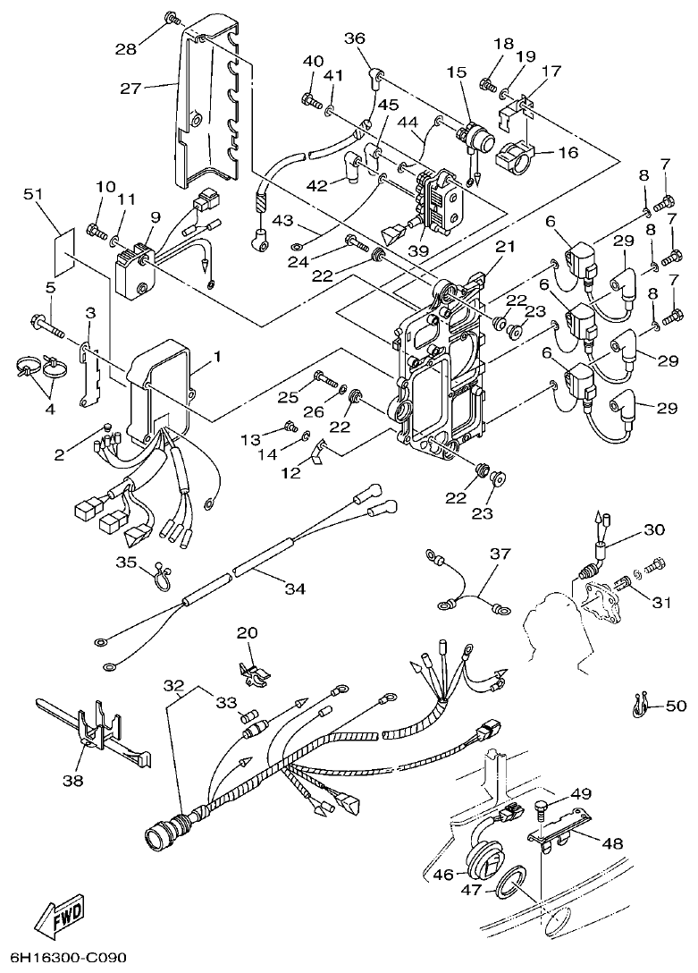Yamaha 90AETO ELECTRICAL parts diagram