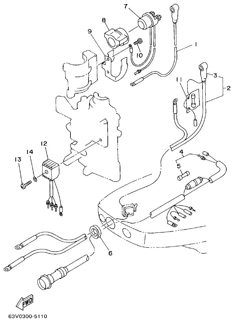 Yamaha 9F, 5A, 15F ELECTRICAL 2 parts diagram