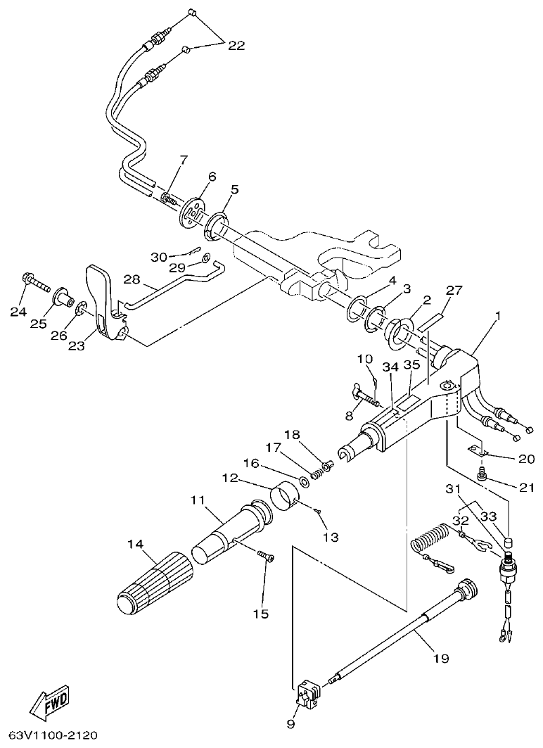 Yamaha 9F, 5A, 15F STEERING parts diagram