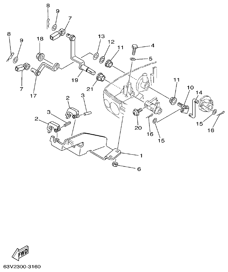 Yamaha 9F, 5A, 15F CONTROL 2 parts diagram