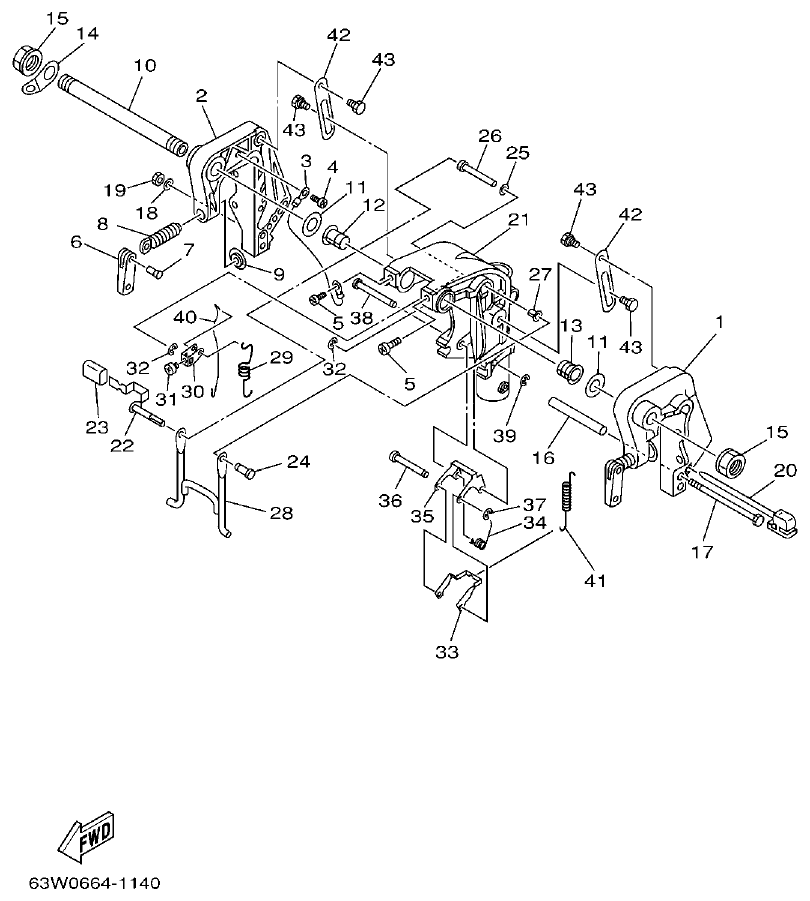 Yamaha 9F, 5A, 15F BRACKET 1 parts diagram