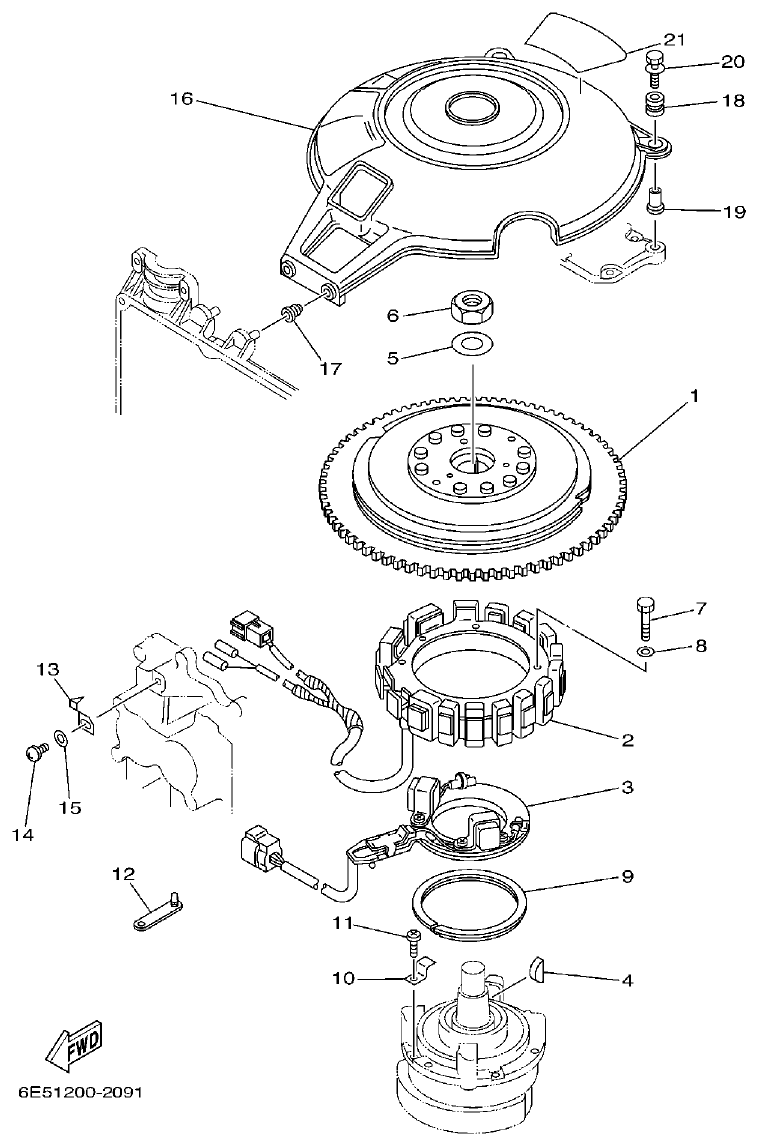 Yamaha E115A GENERATOR parts diagram
