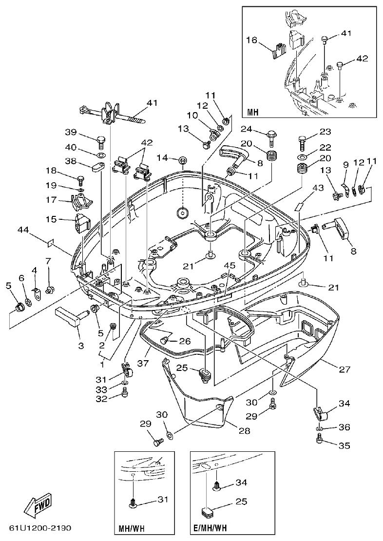 Yamaha E115A BOTTOM COWLING parts diagram
