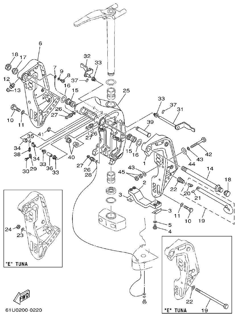 Yamaha E115A BRACKET 1 parts diagram