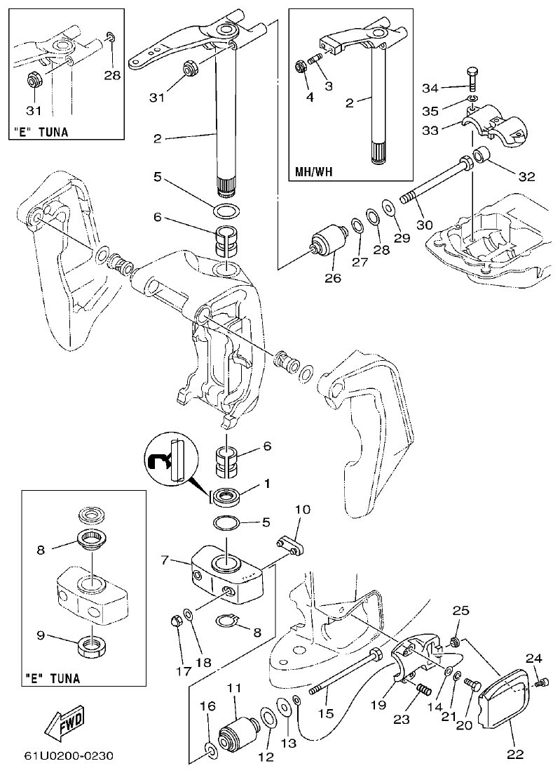 Yamaha E115A BRACKET 2 parts diagram