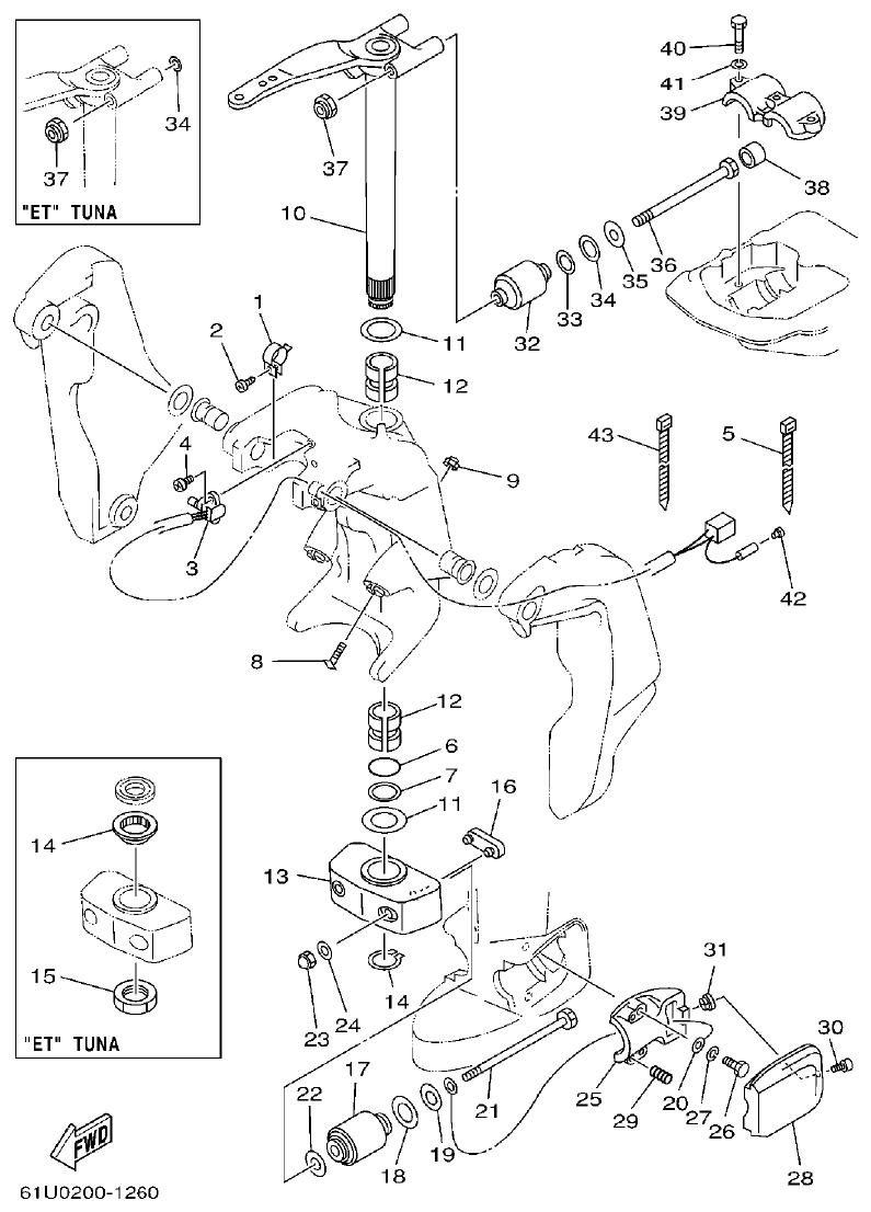Yamaha E115A BRACKET 5 parts diagram