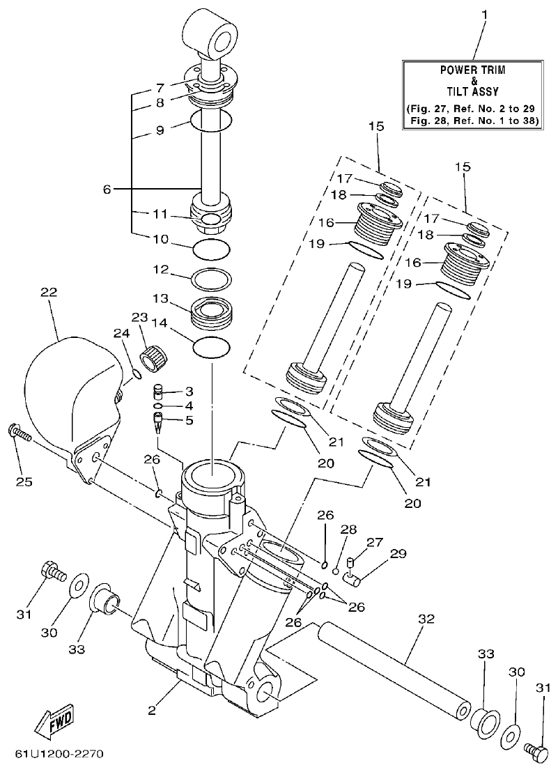 Yamaha E115A POWER TRIM & TILT ASSY 1 parts diagram