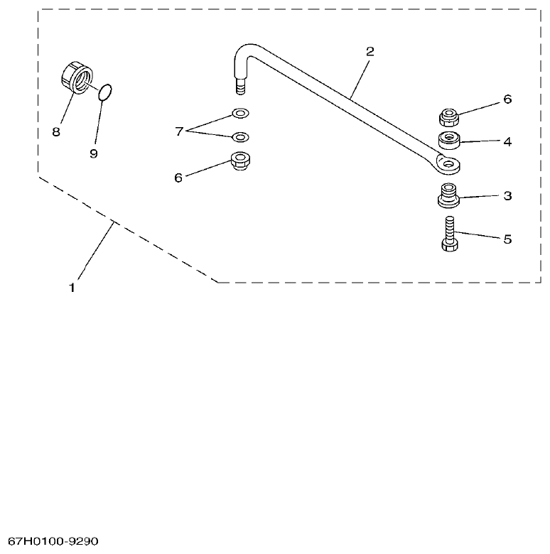 Yamaha E115A STEERING GUIDE parts diagram